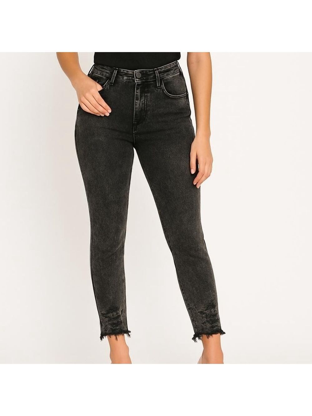 Agolde 28 Sophie High Rise skinny crop in temple, black